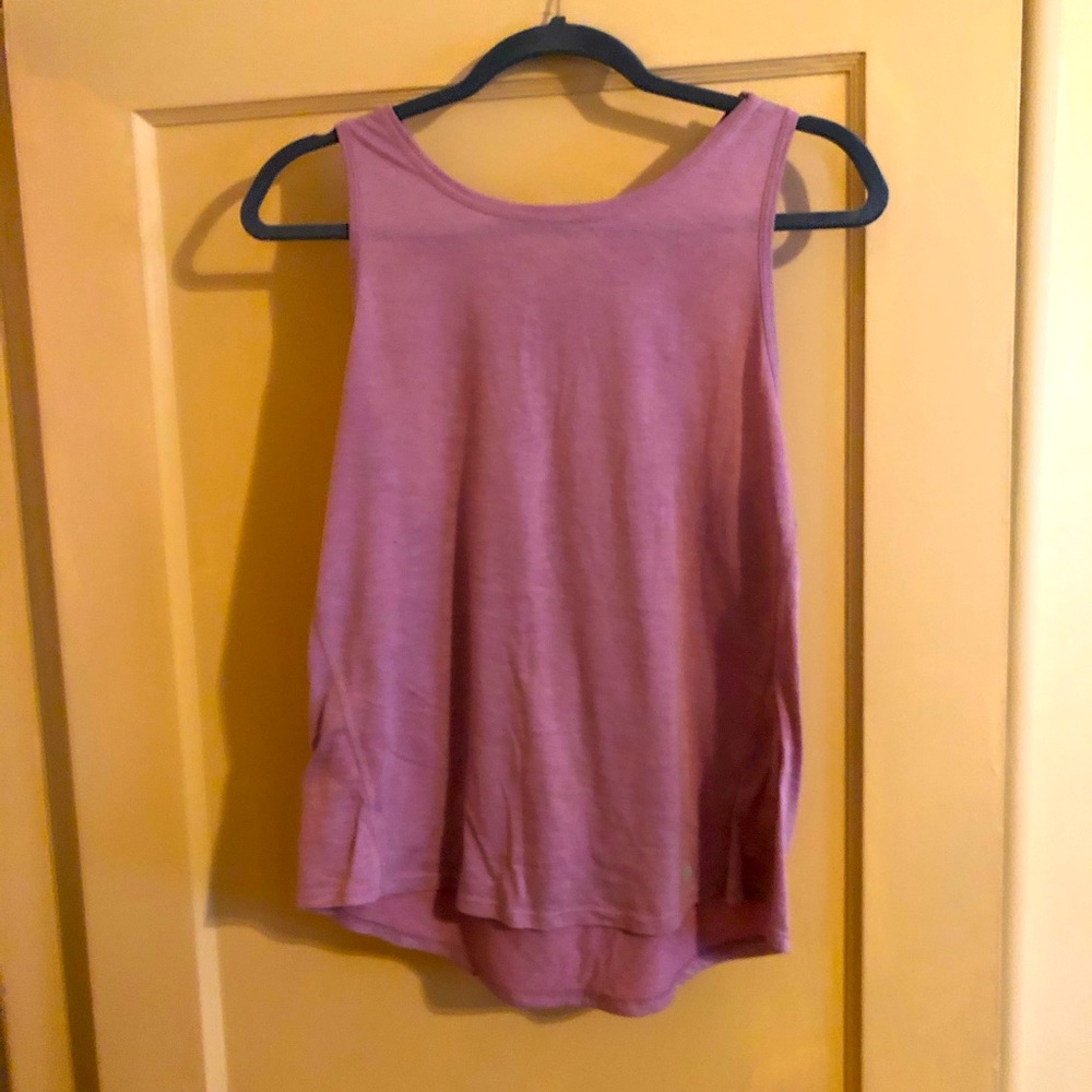 Light purple workout top with crisscross back